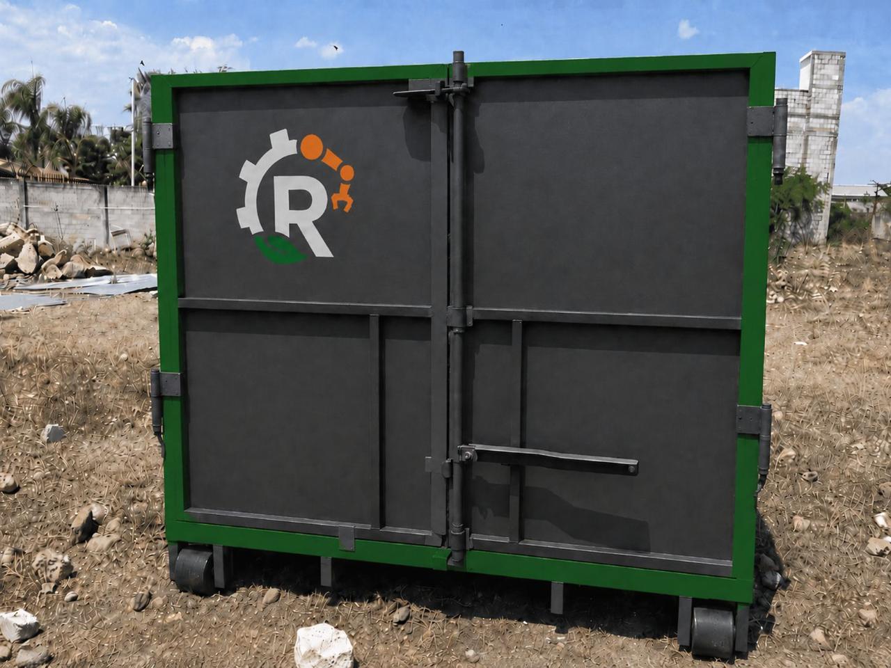 Contenedor industrial R3HAB en color grafito y verde